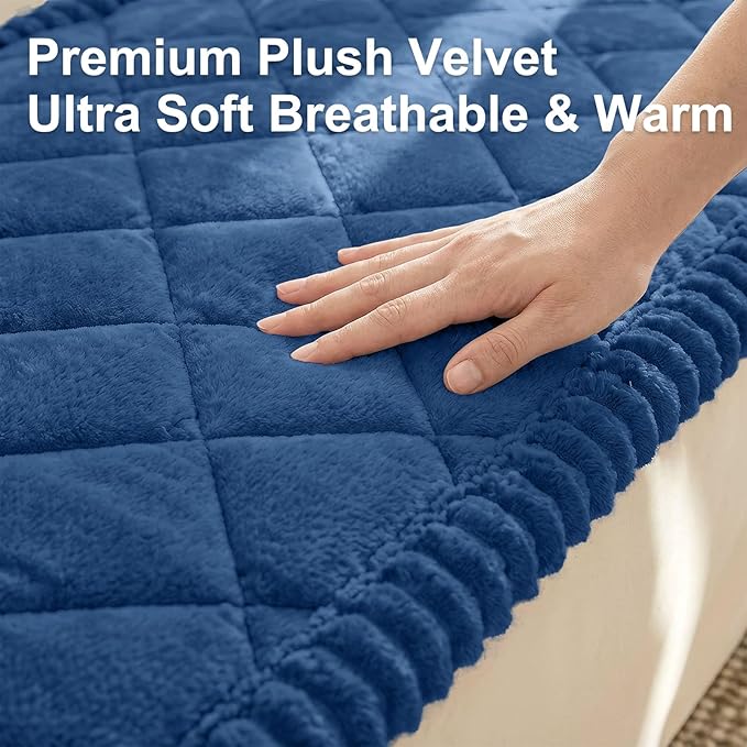 Smiry Fuzzy Couch Cover for Dogs, Non Slip Washable Pet Sofa Cover, Scratch Proof Hair Resistant Plush Sofa Slipcover, Pet Friendly Couch Cushion Protector for Cat, Navy, 27.6" x 70.9"