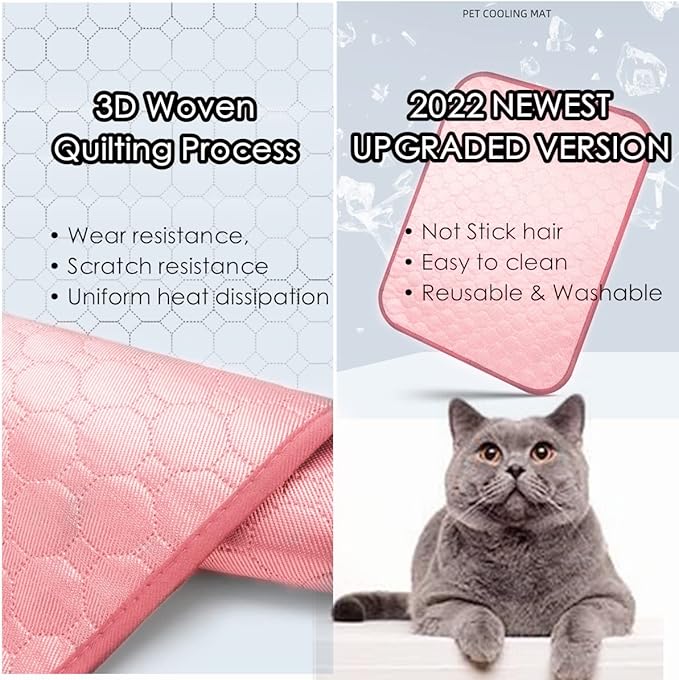 SOMOYA Dog Self Cooling Mat Pet Washable Cooling Pads Blanket Sleeping Kennel Mat,Ice Silk Sleep Mat Pad Non-Toxic Breathable Sleep Bed Beach for Large Dogs Cats (Pink, 27.5x19.7 in)