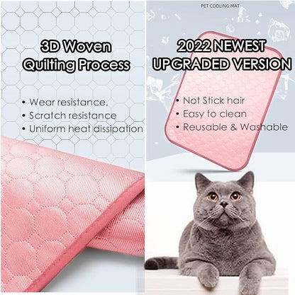 SOMOYA Dog Self Cooling Mat Pet Washable Cooling Pads Blanket Sleeping Kennel Mat,Ice Silk Sleep Mat Pad Non-Toxic Breathable Sleep Bed Beach for Large Dogs Cats (Pink, 27.5x19.7 in)