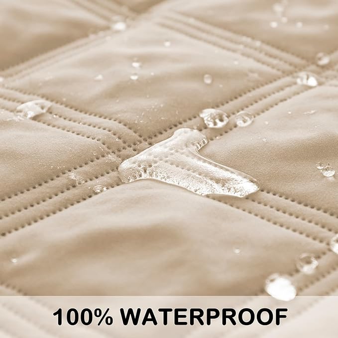 fuguitex Waterproof Dog Blanket, Pet Friendly Reversible Throw Essential for Small Dogs, Tear Resistant Leakproof Washable Couch Cushion Bed Protector Cover for Indoor Furniture（30"*70",Beige+Cream