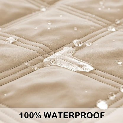 fuguitex Waterproof Dog Blanket, Pet Friendly Reversible Throw Essential for Small Dogs, Tear Resistant Leakproof Washable Couch Cushion Bed Protector Cover for Indoor Furniture（30"*70",Beige+Cream