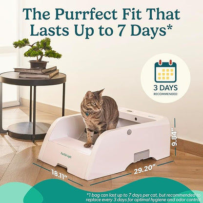Petcove Self Cleaning Automatic Litter Box for Multi Cat Open Top/Quiet Operation ≤45 dB/Odor Control/Dual Anti-Pinch Safety/Easy App Control with Ultra Fast 5 GHz Wi-Fi - 60 Count Litter Bags