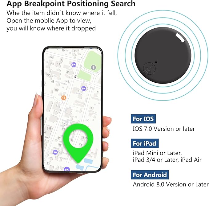 Aircawin Mini GPS Tracker, Key Item Finder Locator,No Monthly Fee App for iOS/Android 2023 Latest,Portable Anti-Lost Bluetooth Tag Item Tracker for Luggages/Kids/Pets/Phone/Wallet/Bag-2Pcs-Black+Black