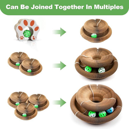 Goosheep 2Pack Kitty Kurlz Magic Organ Cat Scratching Board Cat Accordion Toy Cats Scratching Post Ball Track, Kitten Fun Intelligence Physical Exercise Educational Toy