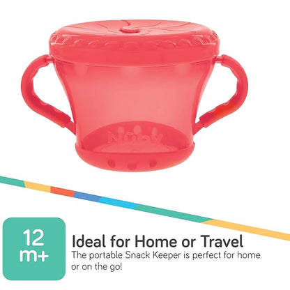 Nuby 2-Pack Snack Keepers, Coral and Aqua