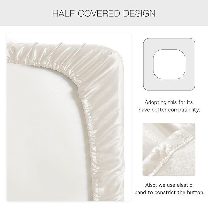 Yates Home PU Leather Couch Sofa Cushion Slipcover Water-Proof Elastic Chair RV Seat Covers Loveseat Slip Cover for Settee Seater in Living Room（3 Piece Large Sofa Cushion Covers,Ivory