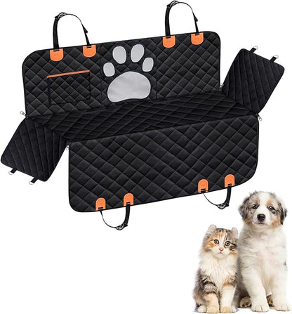 Dog Car Seat Cover For Back Seat, 100% Waterproof Hammock & Back Seat Protector 137*147 cm (54*58 in), Heavy Duty 600D Oxford, Non-Slip, Scratchproof, Easy to Clean, Universal Fit for Cars,