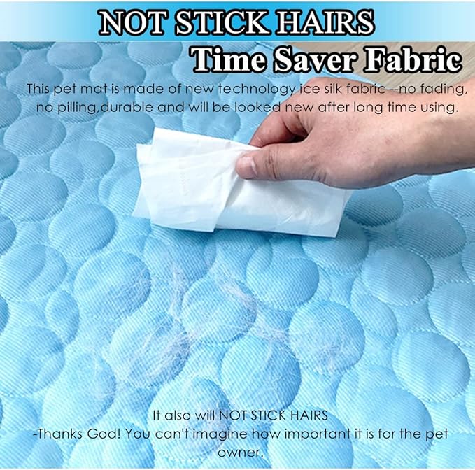 SOMOYA Dog Self Cooling Mat Pet Washable Cooling Pads Blanket Sleeping Kennel Mat,Ice Silk Sleep Mat Pad Non-Toxic Breathable Sleep Bed Beach for Large Dogs Cats (Blue, 39.4x59 in)