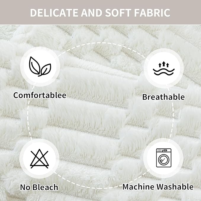 Plush Warm Sofa Covers Washable, Funny Fuzzy Couch Cover for Dogs Washable, Non-Slip Couch Covers for Loveseat, Soft Sofa Slipcover for Pet & Kid(1PC, Beige White, 36"×47", Small Loveaeat)