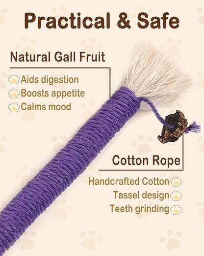 Cat Chew Rope Toys 6Pcs with Catnip, Indoor Cat Teething Toys for Kittens, Interactive Catnip Kitty Toys for All Breeds (3PCs Chew Rope & 3PCs Silvervine Sticks)