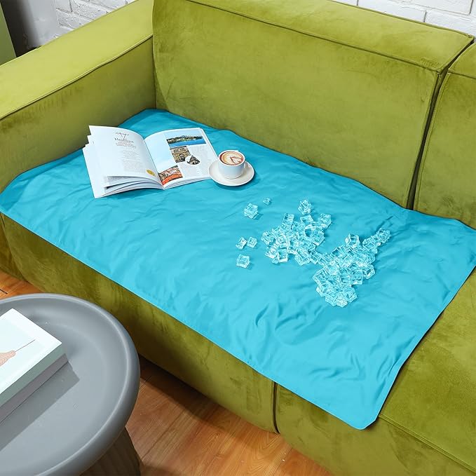 Drydiet Cooling Pad Mat for Sleep Cooling Mattress Pad Gel for Bed, Relieve Pain, Summer Hot Flashes, Adult, Pets, No Water or Electricity Required(Plain,Light Blue,48 x 28 Inch)