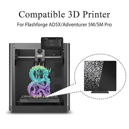 HzdaDeve AD5X Build Plate with Handle for Adventurer 5M/5M Pro/AD5X Double Sided Smooth PEO PET Board Steel Sheet Heated Bed PEI Platform Glue-Free Printing for FLASHFORGE 3D Printer (PEO+PET)