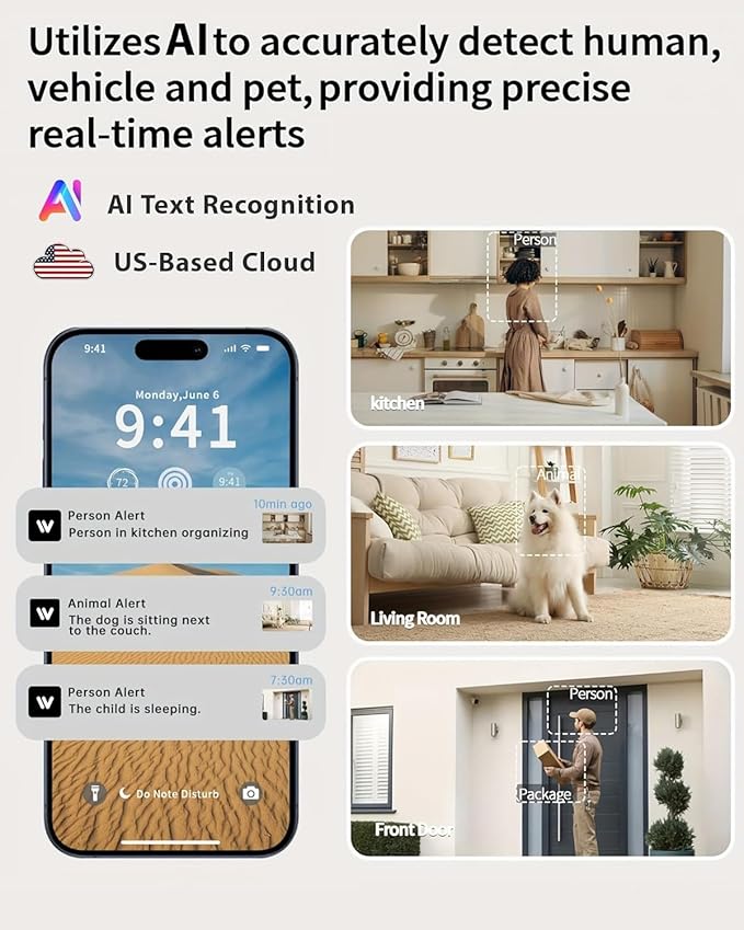 Gianteye 2K Indoor Security Camera (2-Pack), Dual-Band 2.4/5GHz WiFi Pet & Baby Monitor, AI Event Detection with Smart Search, Color Night Vision, 2-Way Audio, Human Detection, US App