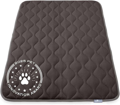 Paw Inspired Washable Padded Crate Mats for Dogs | 47” x 29” Pad, Fits 48-inch Kennels | Leakproof, Waterproof Bottom, Plush Pet Beds (Gray)