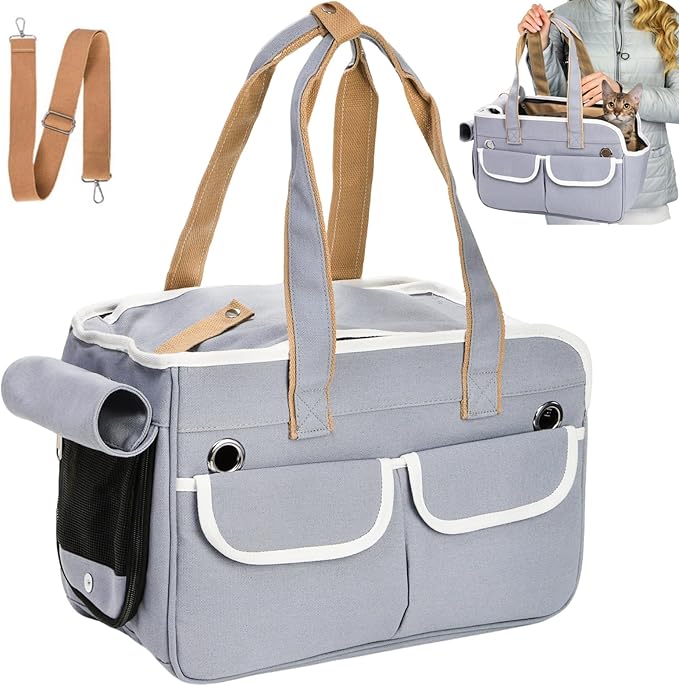 Covzoe Collapsible Pet Carrier, Soft Sided Cat Carrier for Small Cats up to 12 Lbs, Airline Approved Portable Pet Travel Bag with Shoulder Strap, Mesh Top Load Small Dog Carrier Bag for Outdoor