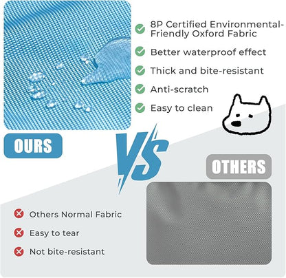 Orthopedic Outdoor Waterproof Dog Beds for Medium Dogs, Washable Pet Bed with Egg Crate Foam Pet Bed Mat for Crate and Removable Oxford Fabric Cover,36"x 26", Blue