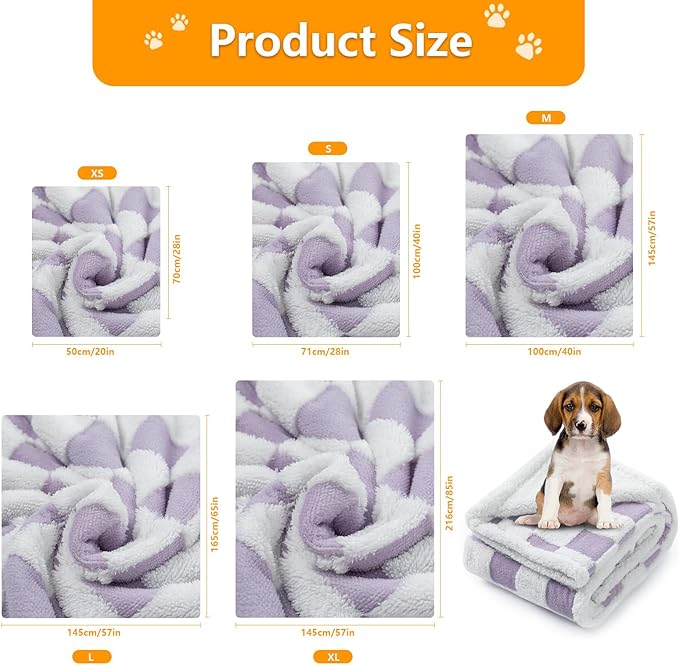 Waterproof Pet Blanket,Dog Bed Covers Couch Sofa Stylish Jacquard Pets Throw Blankets for Puppy Cats Washable Reversible Furniture Protection Covers (Purple Check,L)