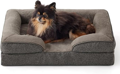 Made4pet Dog Bed Orthopedic Dog Sofa for Large Dogs,Supportive Foam Pet Cushions Bed with Washable Removable Cover, Egg-Crate Foam, Waterproof Lining Bottom, Brown, 24 * 18 * 6 Inch