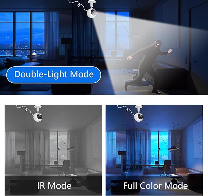 5G Security Camera Indoor/Outdoor, Baby Monitors Camera, Nanny/Pet/Dog Cameras with Phone App,IP66 Waterproof, Color Night Vision, White Light, Bell Siren, 24/7 SD Recordings -1 Pack