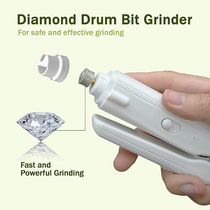 2-in-1 Dog Nail Grinder & Dog Nail Clippers Trimmers for Large Medium Small Dogs Cats Pets Claw Trimmer with LED Lights (White)