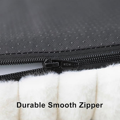 Dog Beds Flat Dog Crate Bed Waterproof for Meduim Large Dogs with Plush Removable Washable Cover Anti Slip Bottom for Indoor,Cream,34.6"x22.8"