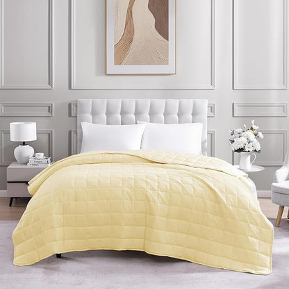 Casa Platino King Size Quilted Blanket - Pre-Washed Soft Comforter - Lightweight All Season - Premium Microfiber Down Alternative - Vanilla