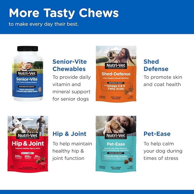 Nutri-Vet Multi-Vite Chewables for Adult Dogs, Dog Vitamins, Pet Essentials, Potent Antioxidants, Strong Bones, Supports a Balanced Diet, Pet Supplements, 120 Count