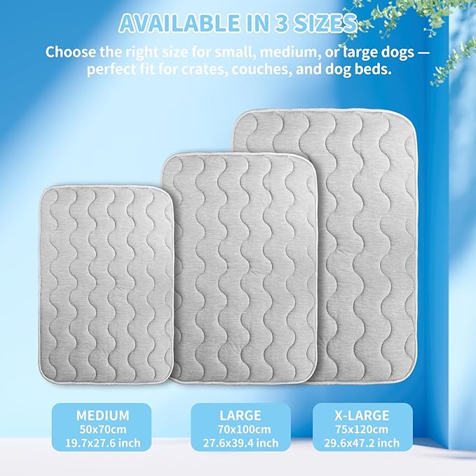 Dog Cooling Mat Q-Max>0.4 Self Cool Pad for Dogs and Cats with Anti-Slip Bottom, Washable Portable Pet Sleeping Pad for Summer，Larger Size 39.4" *27.6"