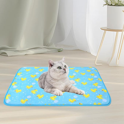 NACOCO Summer Pet Cooling Mat - Cat Dog Cushion Pad Sleeping Cool Ducks Comfortable Soft for Pets Kids and Adults(Blue Duck, S)