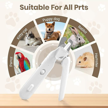 2-in-1 Dog Nail Clipper and Grinder with LED Light, USB Rechargeable Quiet Electric Pet Nail Trimmer for Dogs Cats with Safety Guard