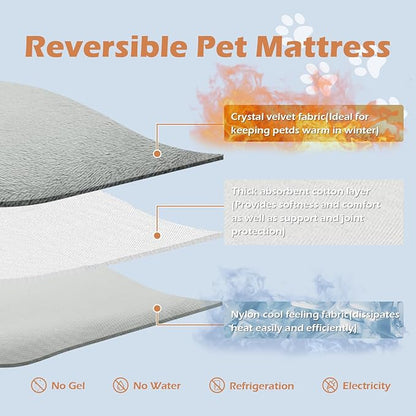EXPAWLORER Reversible Dog Cooling Mat Large (Cool & Warm) 47”x28” Pet Cooling Mat in Summer & Plush Warm Blanket in Winter,Foldable Thick Bed Pad for Kennel Sofa Floor Crate Car Seat