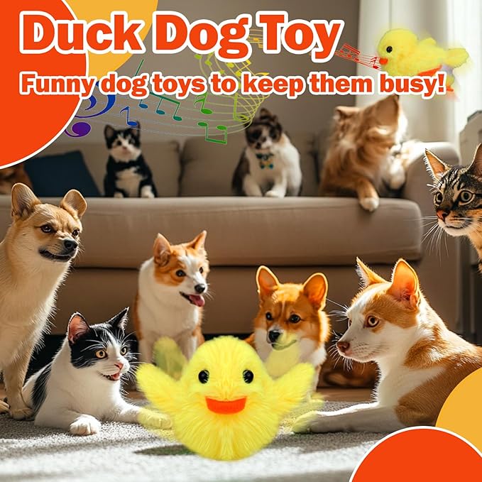 Mity rain Dog Toys Duck, Interactive Dog Toys for Small Dogs, Touch Activated Moving Toy to Keep Them Busy, Squeaky Dog Toy for Small/Medium/Puppy Enrichment