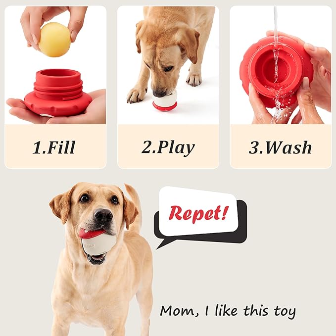 Natural Rubber Long Lasting Interactive Dog Toys to Keep Them Busy, Freeze Enrichment Toys for Medium and Large Dogs - Lifetime Replacement - Frozen Puzzle Treat Dispensing Dog Toys