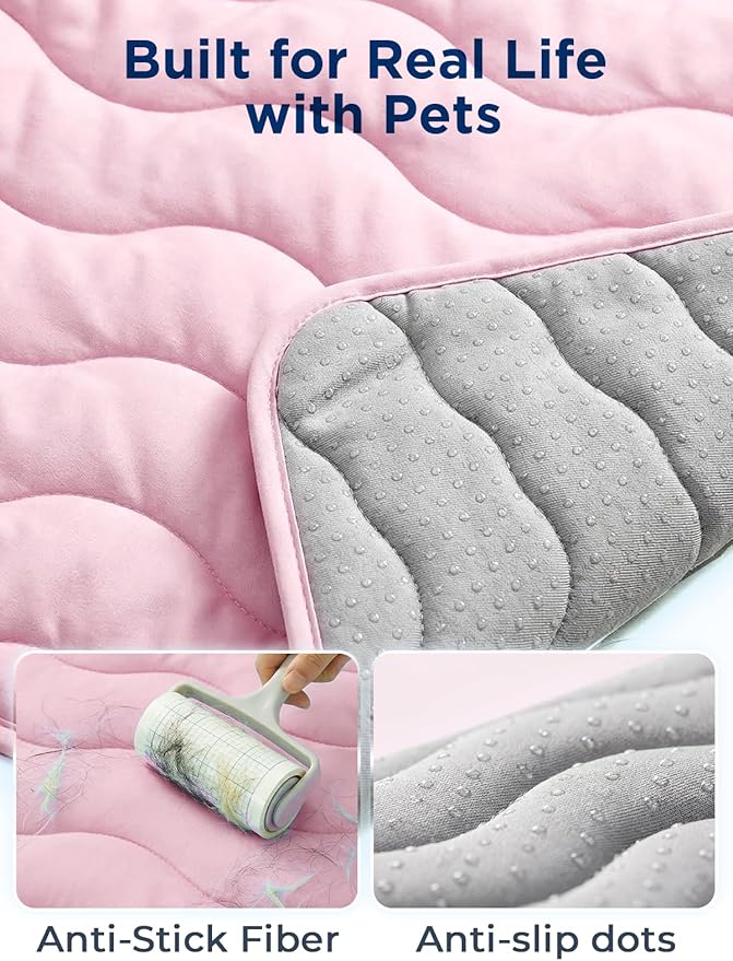 furrybaby Dog Cooling Mat for Medium Dogs, 35"x24" Self Cooling Pet Cooling Mat for Dogs & Cats, QMAX>0.5, Thickened Cool Fiber, Cooling pad for Dog Bed, Durable Portable Indoor/Outdoor Summer,Pink