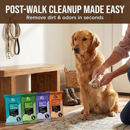 RBX Active Clean Dog Wipes for Paws and Butt (120 Count) – Pet Wipes Cleaning & Deodorizing with Aloe, Vitamin E & Oat Extract – Hypoallergenic Puppy Wipes, 4 Scents