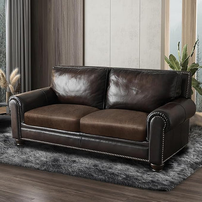 ANARACHON Leather Look Couch Cushion Covers Sofa Seat Slipcovers Sets Couches Furniture Protector for Sectional Armchair Loveseat Pets Kids Stretch Spandex Fabric (2 Cushion Loveseat, Brown)