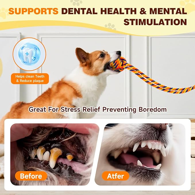 Interactive Dog Toys with Strong Gel Suction Cup, Dog Toys for Aggressive Chewers, Tug of War Dog Toy, Mentally Stimulating Toys for Small Dog/Puppy Teething Toys, Orange