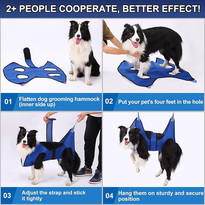 Kkiimatt Dog Grooming Hammock XL Size Hanging Harness for Nail Clipping/Trimming, Dog Hammock for Nail Trim with Clipper, Groomin Sling Holder Hanger Wide Strap Sewed
