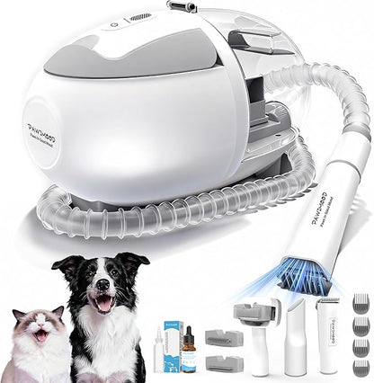 Dog Grooming Vacuum with 2L Dust Cup & 13000Pa Suction, 5-in-1 Low Noise Pet Grooming Kit with Clipper & Steam Brush for Shedding, Dog Vacuum for Dogs and Cats