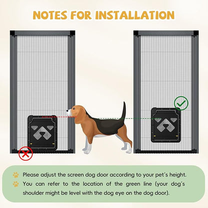 Dog Door for Screen Door, Lockable Pet Door for Sliding Screen Door, Magnetic Auto-Close Door Flap 14 x 11.8 inch, Black