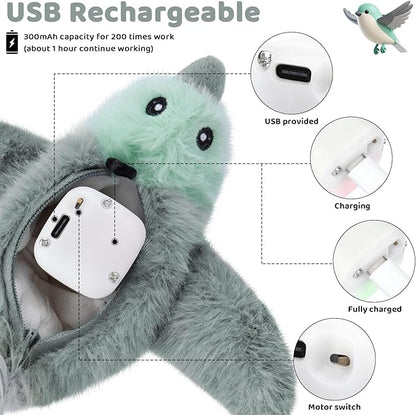 Cat Toys Flapping Birds with Catnip Bags, Chirping Interactive Kitten Toy Indoor, Lifelike Birdie Tweets, Rechargeable Enrichment Moving Wings Cat Exercise Toys Kicker for All Breeds Cat Dog(Gray)