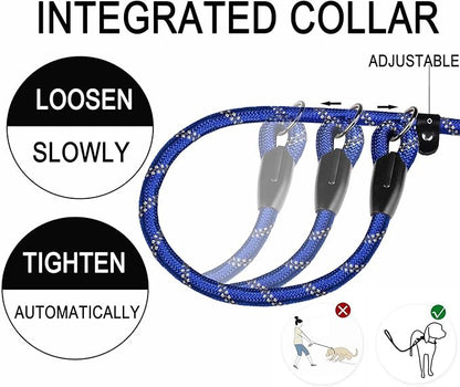 6 FT Heavy Duty Dog Leash, Durable Premium Quality Strong Training Rope Slip Leash with Comfortable Padded Handle and Highly Reflective Threads for Small Medium and Large Dogs, (Deep Blue)