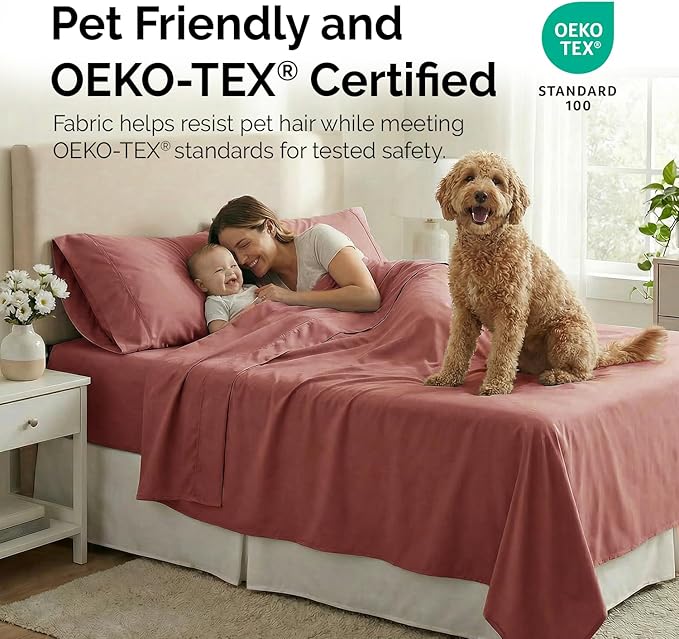 Southshore Fine Living, Inc. 21-Inch Extra Deep Pocket Queen Sheets Set, 6-Piece Terracotta Sheets Queen Size Bed Set Deep Pockets For Thick Mattress, Pet Hair Resistant Bedding, Rust Colored, Marsala