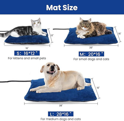 MARUNDA Outdoor Heated Cats Bed - 100% Waterproof Outdoor Heated Pet Bed with Double Built-in AutoThermostat - Heated Pet Bed for Outside Animals (16" x 12" (M), Blue)