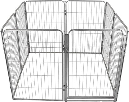 Dog Playpen - 40 inch, 8 Panel Portable Grey Metal Pet Play Pen for Small Dogs & Puppies - Indoor/Outdoor Kennel Cage | Anti-Rust - Tool Free Setup for Home, Yard, RV, or Camping
