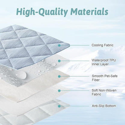 COZY KISS Dog Cooling Mat 82"x82" Q-Max>0.4, Waterproof Cooling Dog Bed Cover, Leakproof Pet Pad with Non-Slip Bottom, Washable Cooling Blanket for Large & Multiple Dogs (Blue)