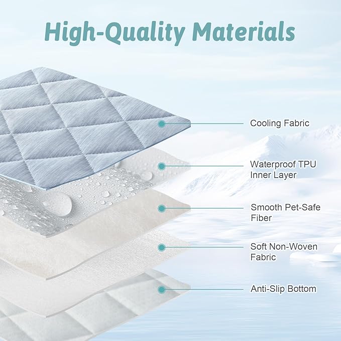 COZY KISS Dog Cooling Mat 82"x102" Q-Max>0.4, Extra Large Waterproof Cooling Dog Bed Cover, Leakproof Non-Slip Pet Mat, Furniture Protector Washable Cooling Blanket for XL Dogs, Sofa Cover (Blue)