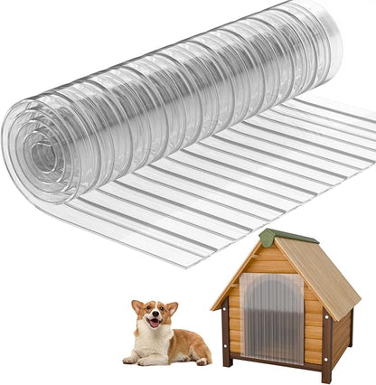 15.7 in x 4.9 FT Dog House Door Flap, Dog Door Replacement Flaps - Transparent Plastic Vinyl Strip for dogloo or kenne, Easy to Cut & Install