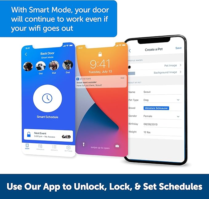 PetSafe SmartDoor App-Controlled Pet Door (Large), Made for Multiple Pets, Selective Entry and Exit, Control Through Your Phone, Smart Dog Door, Wi-Fi Enabled (White - Large)
