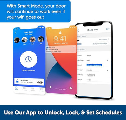 PetSafe SmartDoor App-Controlled Pet Door (Large), Made for Multiple Pets, Selective Entry and Exit, Control Through Your Phone, Smart Dog Door, Wi-Fi Enabled (White - Large)
